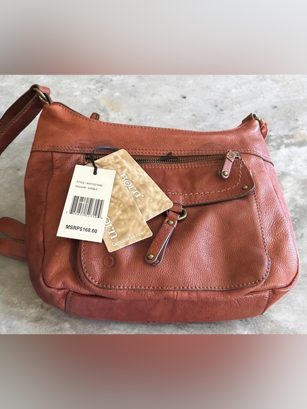 Born Leather Crossbody Bag in Saddle Brown